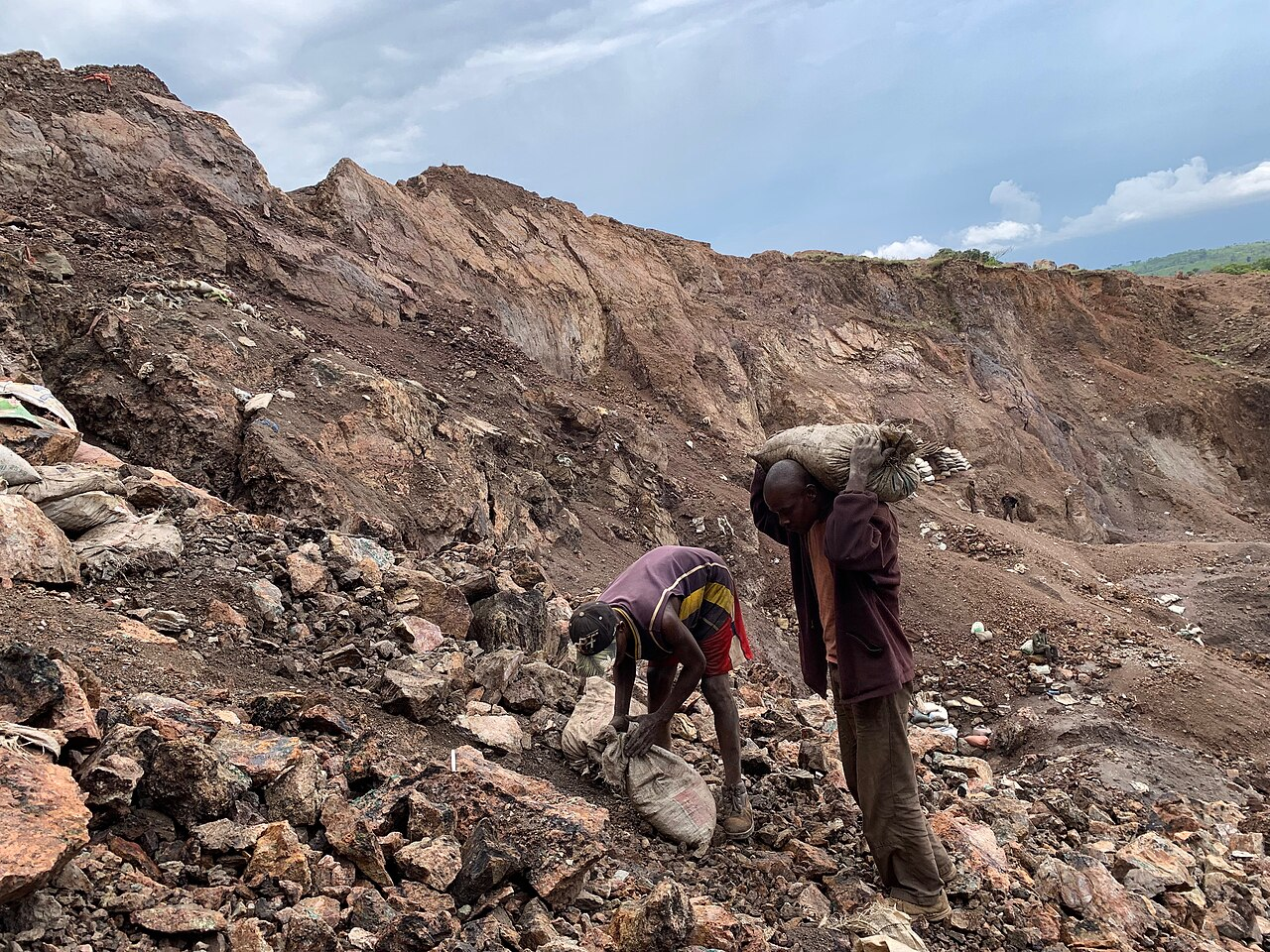 Artisanal miners working under harsh conditions in the cobalt mining sites of the Democratic Republic of Congo